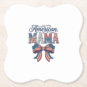 Amerikanische Mama Patriotischer Bogen Vintage 4. Untersetzer