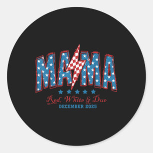 Amerikanische Mama rot weiß und ab 4. Juli Pregna Runder Aufkleber