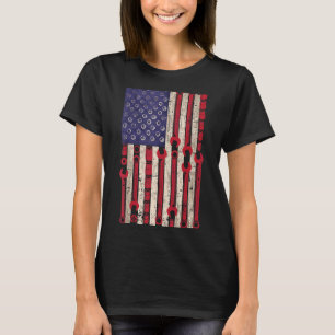Amerikanische Mechanikflagge 4. Juli Patriotische  T-Shirt