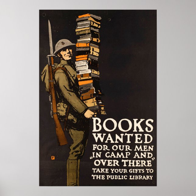 Amerikanische Militärbibliothek des Vintagen Zweit Poster (Vorne)