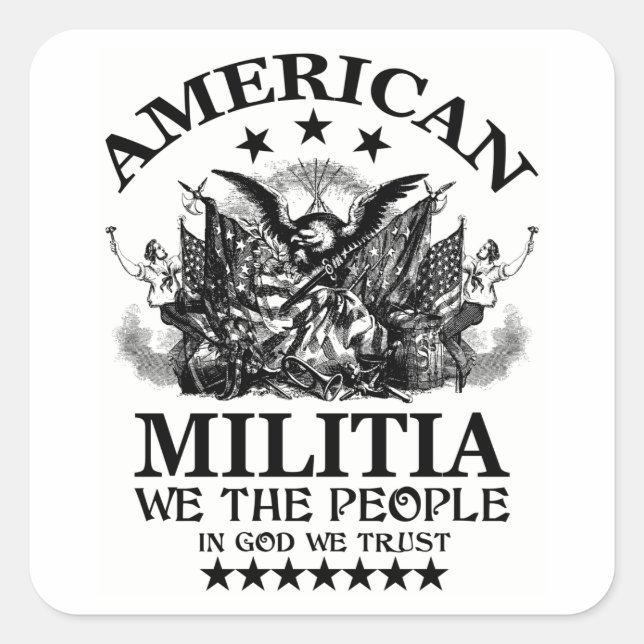 Amerikanische Miliz Quadratischer Aufkleber (Vorderseite)