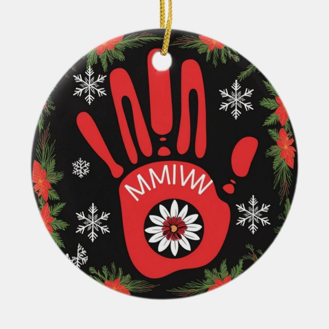 Amerikanische MMIW Red and Black Powwow Keramik Ornament (Vorne)