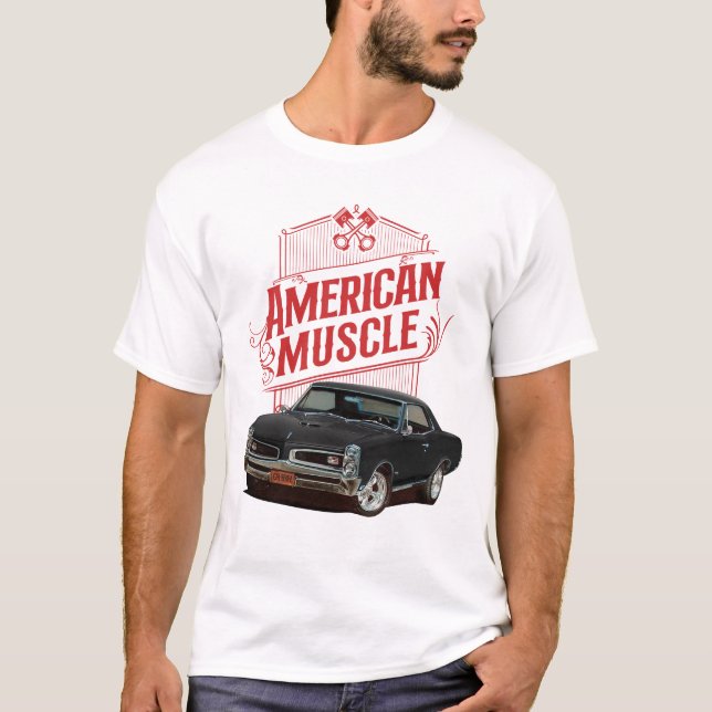 Amerikanische Muskelwagen in Schwarz T-Shirt (Vorderseite)