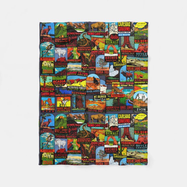 Amerikanische Nationalpark-Vintage Fleecedecke (Vorderseite)