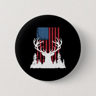 Amerikanische Outdoor-Hirschjagd-Silhouette in Wäl Button