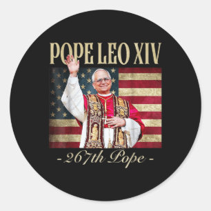 Amerikanische Papst Leo Xiv 267. Fahne Katholische Runder Aufkleber