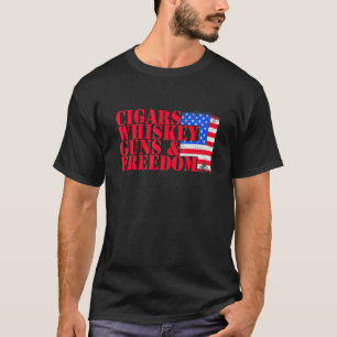 Amerikanische Patrioten Zigarren Whiskey Guns Free T-Shirt