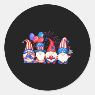 Amerikanische patriotische Gnome USA Unabhängigkei Runder Aufkleber
