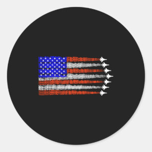 Amerikanische patriotische Kampfjets USA-Flagge 4. Runder Aufkleber
