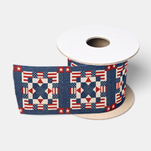 Amerikanische patriotische quilt mit Sternen und S Satinband