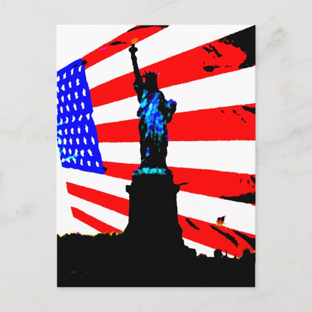 Amerikanische Patriotische Statue der Liberty Amer Postkarte (Vorderseite)