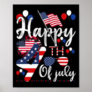 Amerikanische Patriotische US-Flagge Alien Happy 4 Poster