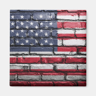 Amerikanische Patriotische US-Flagge an der Mauer Magnet