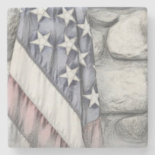 Amerikanische Patriotische US-Flagge an der Mauer Steinuntersetzer