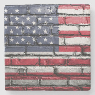 Amerikanische Patriotische US-Flagge an der Mauer Steinuntersetzer