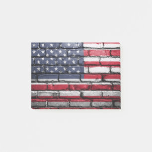 Amerikanische patriotische US-Flagge an der Wand Post-it Klebezettel