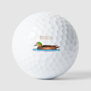 amerikanische Pfeifente Vogel Cartoon-Illustration Golfball