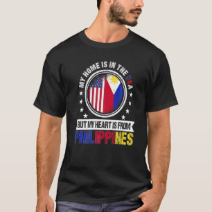 Amerikanische Philippinische Flagge Herz Philippin T-Shirt