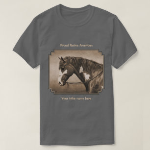 Amerikanische Pinto-Kriegspferde in Sepia T-Shirt