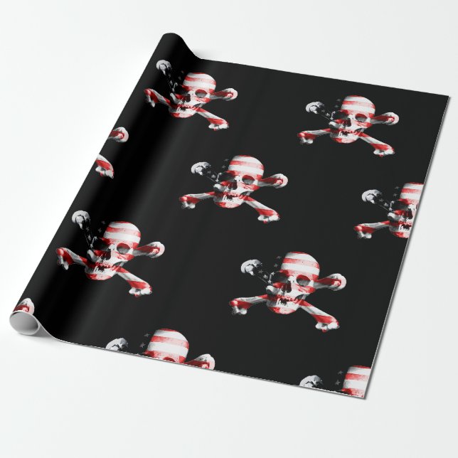 Amerikanische Piratenbrille auf schwarz Geschenkpapier (Ungerollt)