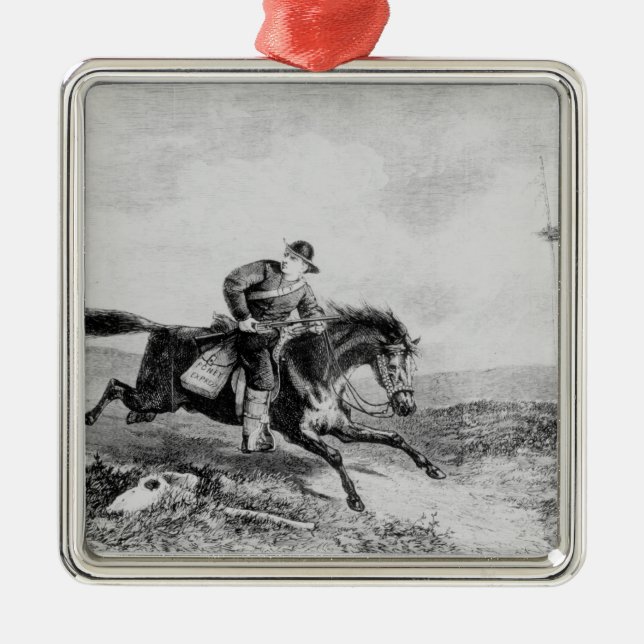 Amerikanische Pony Express Ornament Aus Metall (Vorne)