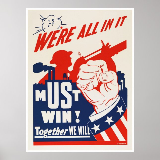 Amerikanische Propaganda während des Zweiten Weltk Poster (Vorne)