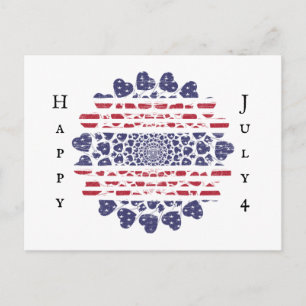 Amerikanische psychedelische patriotische Herzen T Postkarte