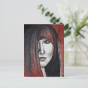 Amerikanische Puppenfrau Portrait Original Kunst Z Postkarte