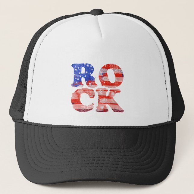 Amerikanische Rock-Wortmarke Truckerkappe (Vorderseite)