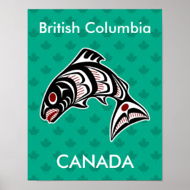Amerikanische Rote Haida Art Vector Salmon Poster