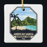 Amerikanische Samoa Nationalpark Retro Emblem Keramikornament<br><div class="desc">Amerikanisches Samoa Vektorgrafik Design. Der Park wurde 1988 gegründet und ist ein tropisches Reservat von Regenwald und Korallenriff in den südlich-zentralen Pazifikinseln des amerikanischen Territoriums von Samoa.</div>