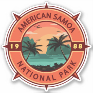 Amerikanische Samoa Nationalpark Retro Kompass Emb Aufkleber