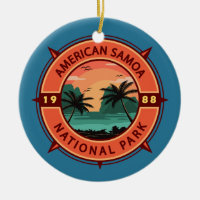 Amerikanische Samoa Nationalpark Retro Kompass Emb