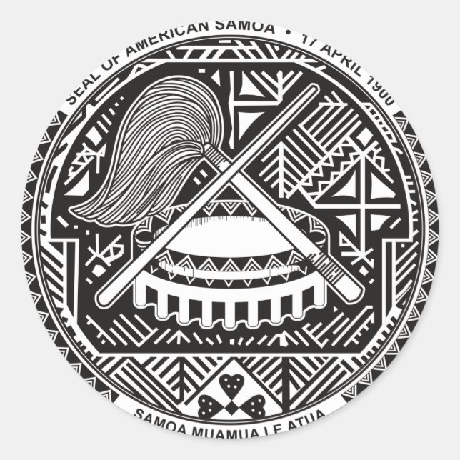 Amerikanische Samoa-Offizielle Wappen-Heraldry-Sym Runder Aufkleber (Vorderseite)