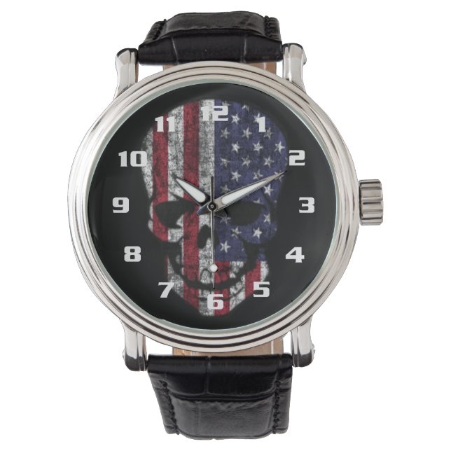 Amerikanische Schädel in Bedrängnis Armbanduhr (Vorderseite)
