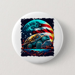 Amerikanische Schildkröte unter dem Mond mit ameri Button