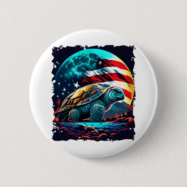 Amerikanische Schildkröte unter dem Mond mit ameri Button (Vorderseite)