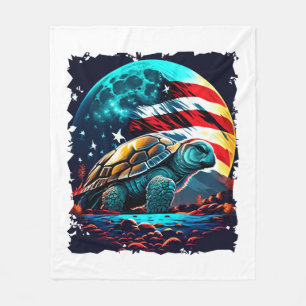 Amerikanische Schildkröte unter dem Mond mit ameri Fleecedecke