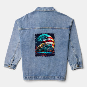 Amerikanische Schildkröte unter dem Mond mit ameri Jeansjacke