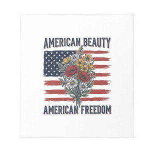 Amerikanische Schönheit Freiheit Blumenflagge Notizblock