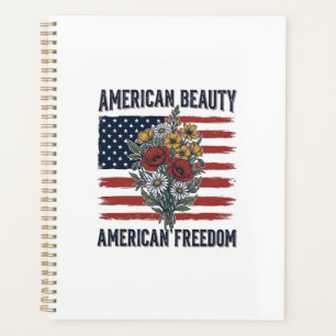 Amerikanische Schönheit Freiheit Blumenflagge Planer