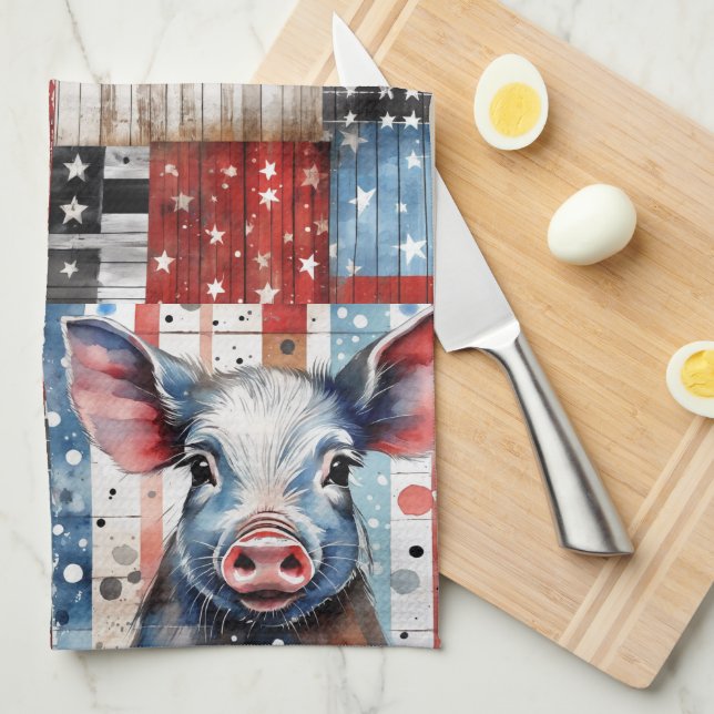 Amerikanische Schweinefarm Geschirrtuch (Viertel Falte)