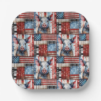 Amerikanische Schweinefarm Volkskunst Pappteller