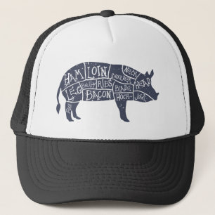 Amerikanische Schweinefleischstücke, Vintages Truckerkappe