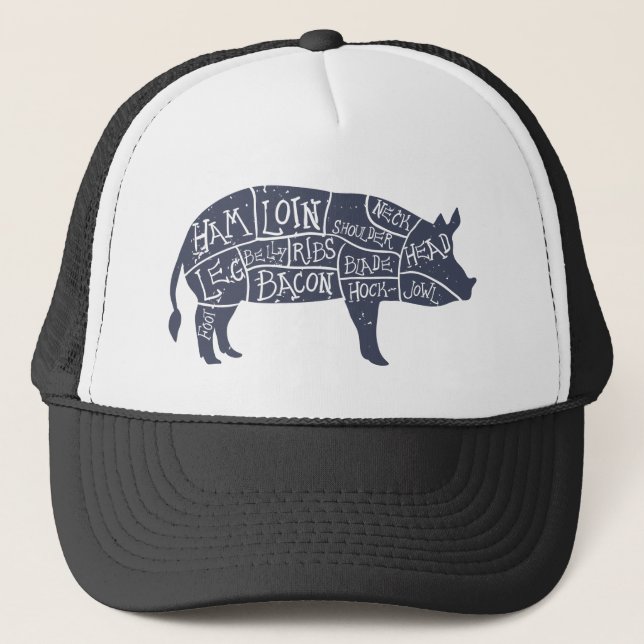 Amerikanische Schweinefleischstücke, Vintages Truckerkappe (Vorderseite)