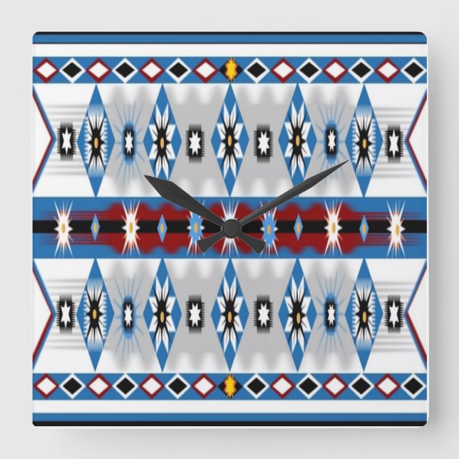 Amerikanische Sioux Wall Clock Quadratische Wanduhr (Vorderseite)