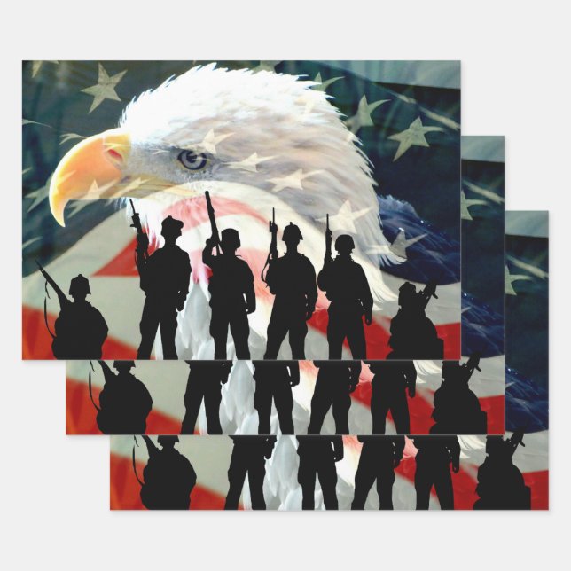 Amerikanische Soldaten-Fahne zu Ehren Geschenkpapier Set (Set)