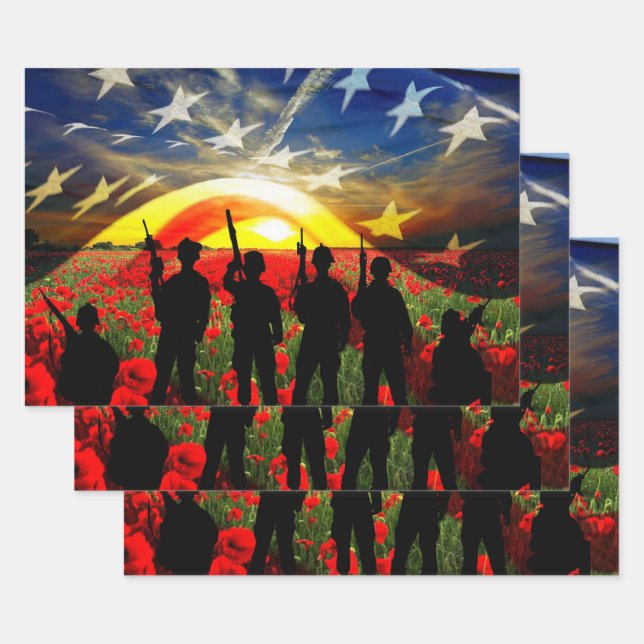 Amerikanische Soldaten-Fahne zu Ehren Geschenkpapier Set (Set)