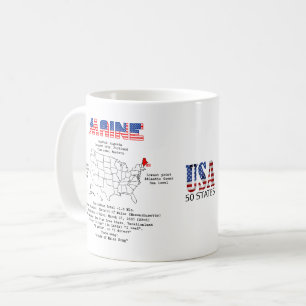 Amerikanische Staat auf einer Karte und nützliche Kaffeetasse