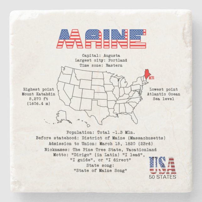 Amerikanische Staat auf einer Karte und nützliche  Steinuntersetzer (Vorderseite)